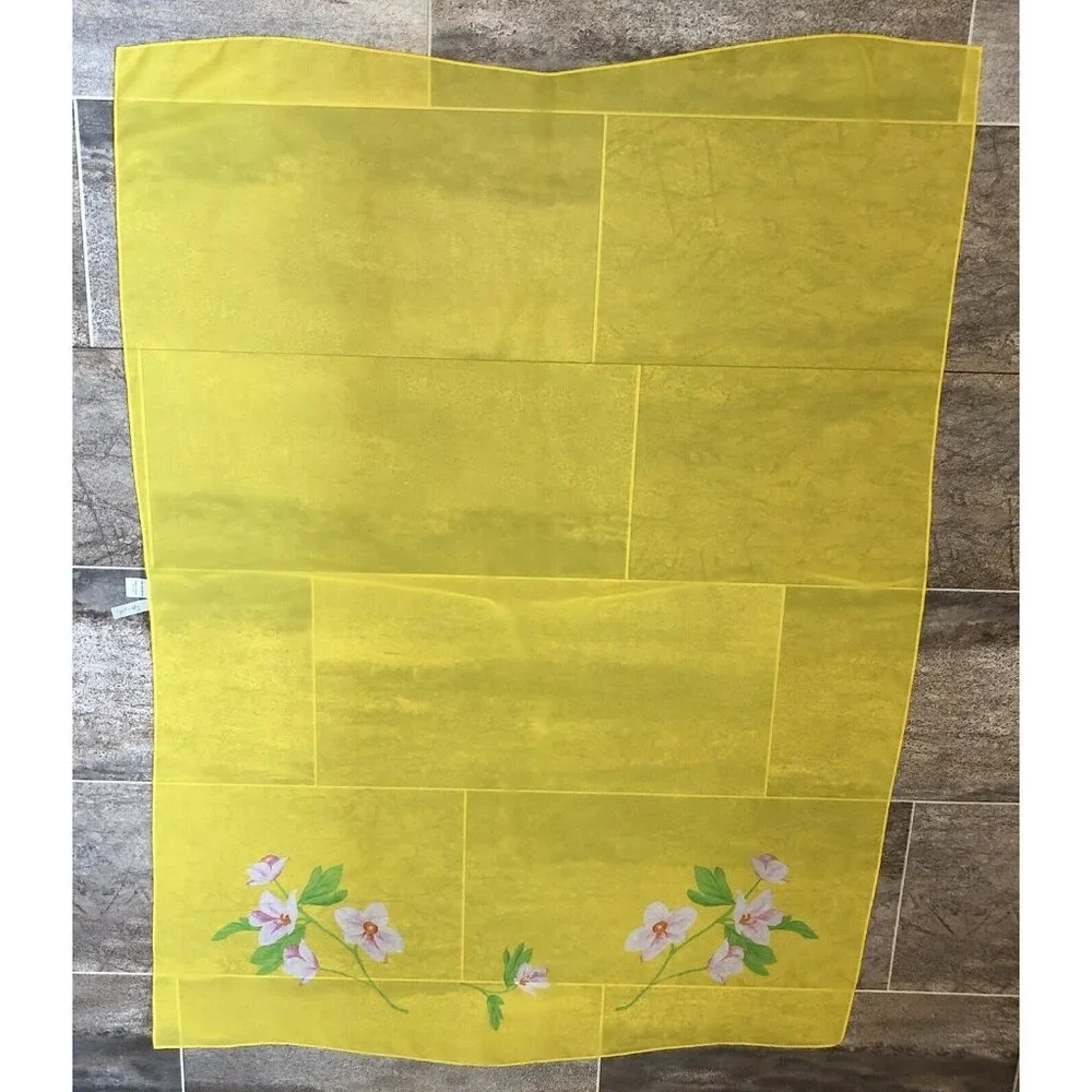 Spiegel Yellow Scarf Wrap Shawl Floral Theme 53” X 40” - Picture 3 of 4